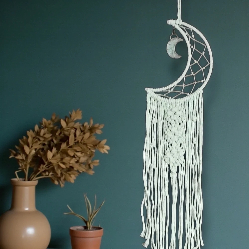 Macrame Moon Dreamcatcher Wall Hanging Boho Bedroom Nursery Decor 38